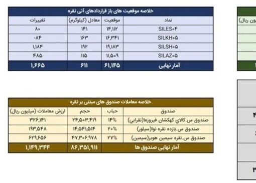 معامله 744 کیلوگرم شمش نقره در بورس کالا