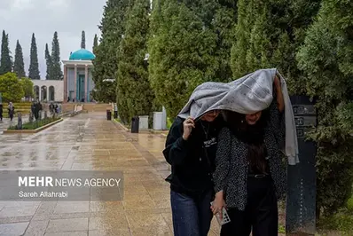 بارش باران بهاری در حافظیه و سعدیه شیراز+ عکس